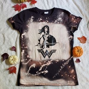 Handmade Wonder Women Graphic Bleached Tee.  Fitted medium tee